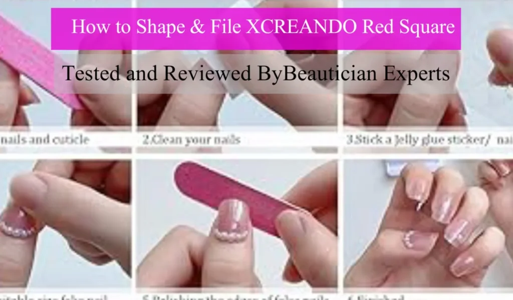 shape and file XCREANDO Red Square press-on nail